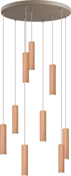 Pendelleuchte Holz Eiche Beige GU10 B:70 cm Zylinder