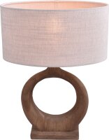 Tischlampe blendarm Holz Stoff Natur Beige E27 B:27 cm