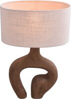Tischlampe Holz Stoff Natur Beige E27 B:23 cm Japandi