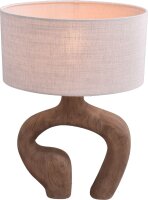 Tischleuchte Holz Stoff Natur Beige E27 H:59 cm oval