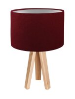 Lampe de table Abat-jour Rouge Argent Bois Tripode 46cm...