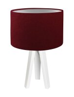 Lampe de table AIMEE rouge argent r&eacute;tro 46cm bois
