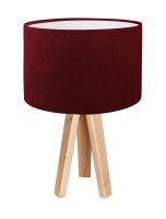 Lampe de table tripode Bois Bordeaux Blanc 46cm R&eacute;tro