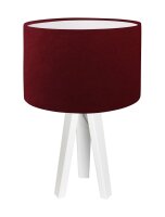 Lampe de table Bois Bordeaux Blanc Tripode R&eacute;tro 46cm