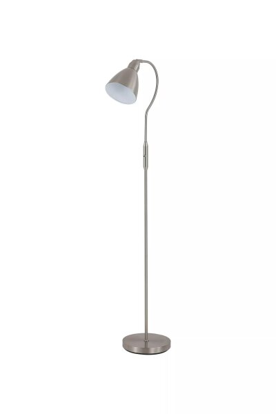 Stehlampe Metall Nickel Weiß Fußschalter E27 H:145 cm