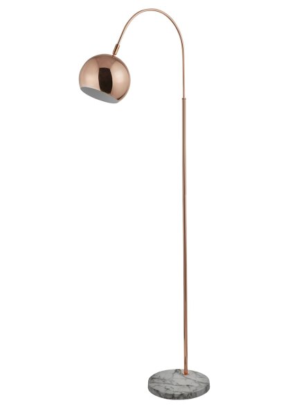 Bogenlampe Marmor Kupfer Weiß Fußschalter E27 H:148 cm