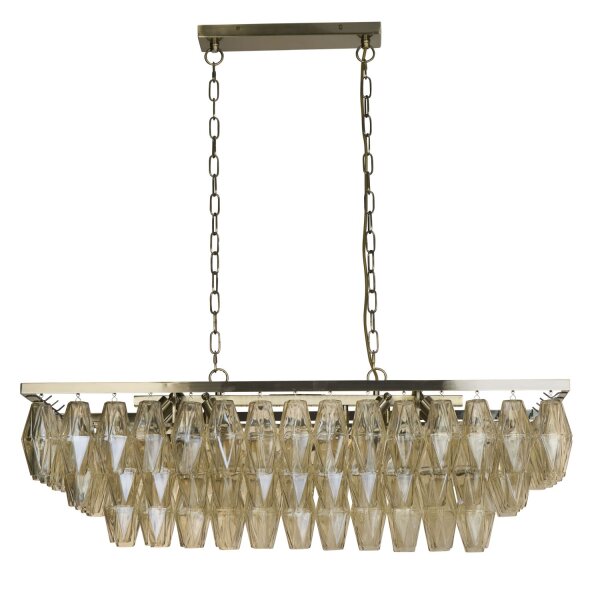 Hängelampe Glas Messing Antik Champagner E14 L:98 cm