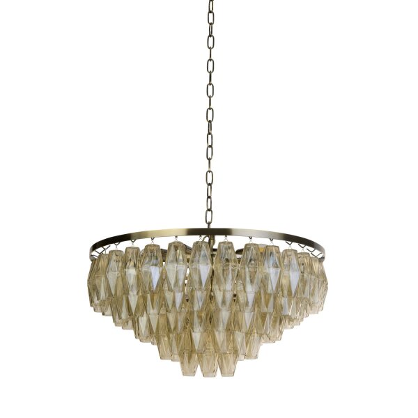 Pendelleuchte Glas Messing Antik Champagner E14 Ø70 cm