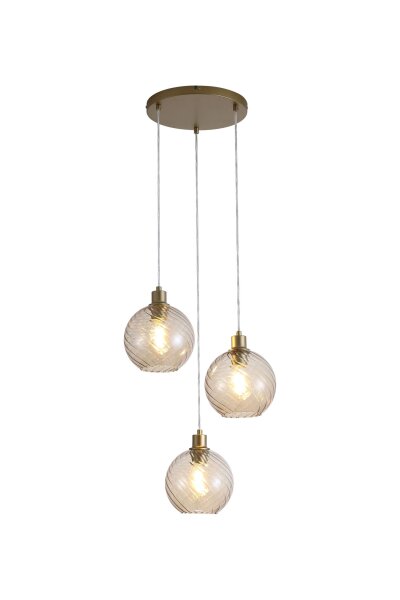 Pendelleuchte Glas Metall Gold Champagner E27 L:46 cm