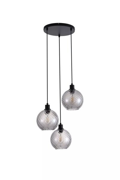 Hängelampe Metall Rauchglas Schwarz E27 L:46 cm modern