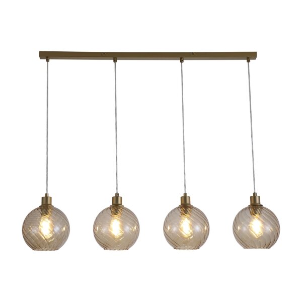 Pendelleuchte Glas Metall Gold Champagner E27 L:110 cm