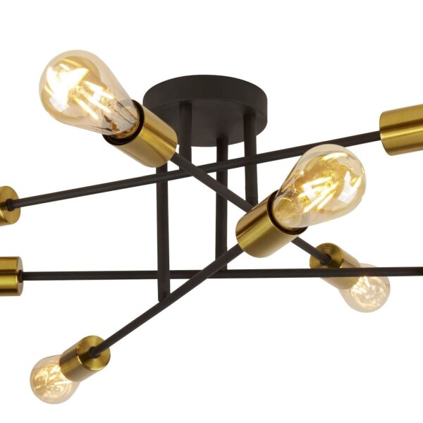 Deckenlampe Metall Sandschwarz Messing E27 L:63,5 cm
