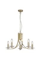 Kronleuchter Glas Metall Messing E14 &Oslash;62 cm 5-flammig