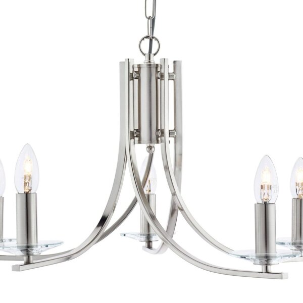 Kronleuchter Glas Metall Silber E14 Ø62 cm 5-flammig