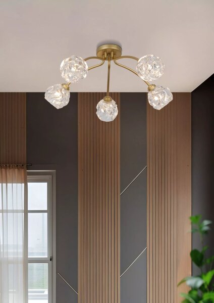 Deckenleuchte Metall Klarglas Gold G9 L:60 cm 5-flammig