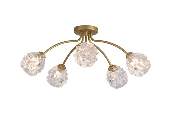 Deckenleuchte Metall Klarglas Gold G9 L:60 cm 5-flammig