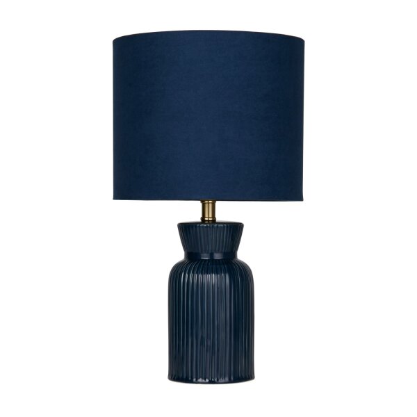 Tischlampe Keramik Samt Marineblau E14 H:39 cm blendarm