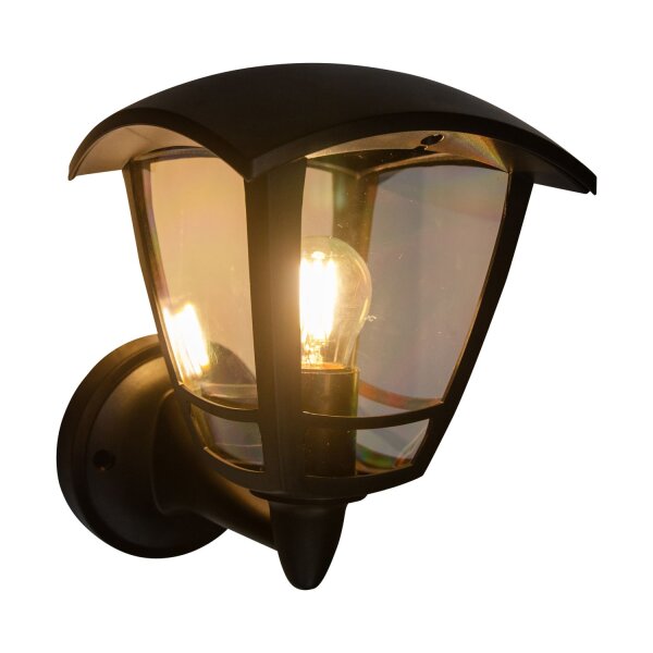 Außenleuchte Schwarz Terrasse E27 IP44 H:20,5 cm Wand