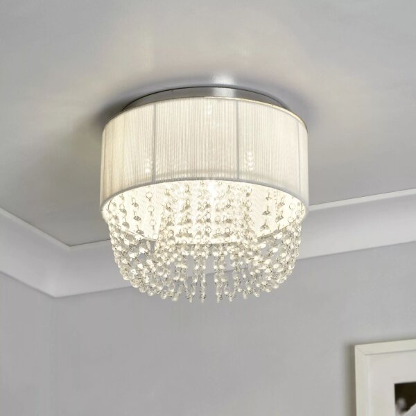 Deckenlampe Glas Metall Chrom G9 Ø30 cm Acrylperlen
