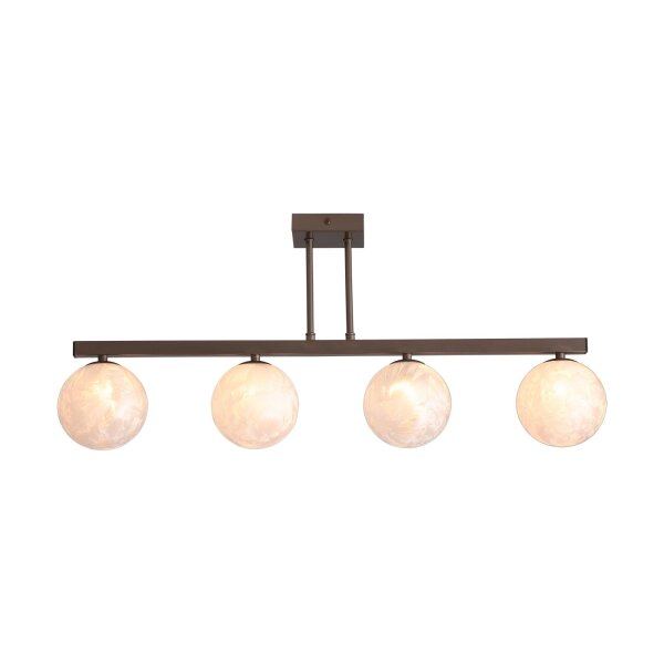 Deckenlampe Glas Metall Bronze Weiß G9 L:72 cm Kugel