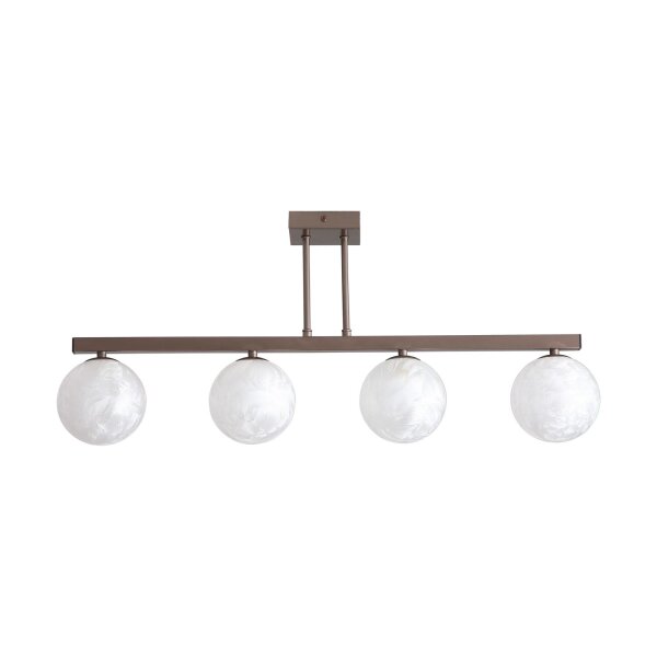 Deckenlampe Glas Metall Bronze Weiß G9 L:72 cm Kugel