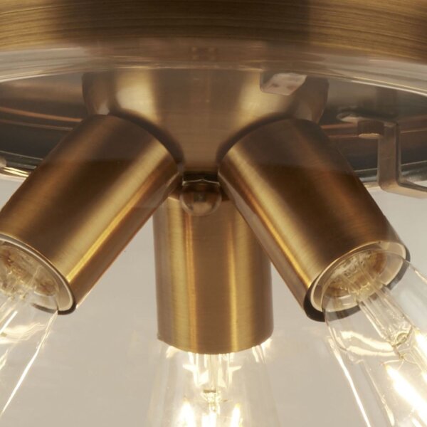 Deckenleuchte Glas Metall Bronze E27 H:36 cm 3-flammig