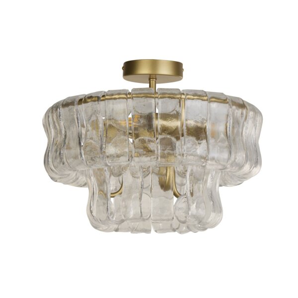 Deckenlampe Glas Metall Gold E14 Ø35 cm 3-flammig klar