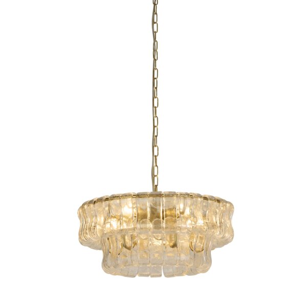 Pendelleuchte Glas Metall Gold E14 Ø46 cm mehrstöckig