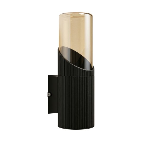 Außenwandleuchte Glas Schwarz Bernstein E27 IP44 modern
