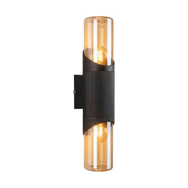 Außenwandlampe Glas Schwarz Bernstein E27 IP44 Up Down