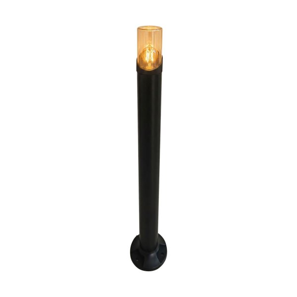 Sockelleuchte Glas Schwarz Bernstein E27 IP44 H:90 cm