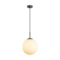 H&auml;ngelampe Glas Metall Bronze-Braun Wei&szlig; E27...