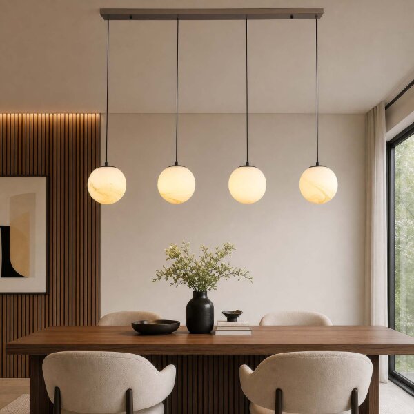 Hängelampe Glas Metall Bronze-Braun Weiß E27 L:120 cm