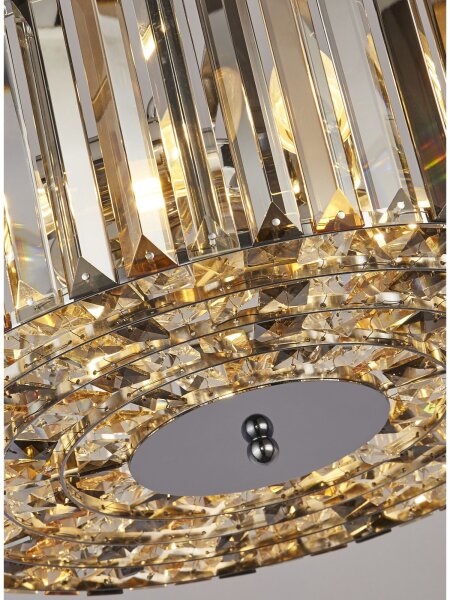 Pendelleuchte Glas Metall Chrom Bernstein E27 Ø42 cm