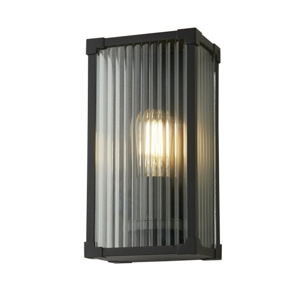 Außenwandleuchte Aluminium Glas Schwarz E27 IP44 klar