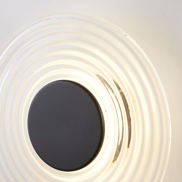 LED Wandlampe 3000K Glas Metall Schwarz Ø30 cm Ringe