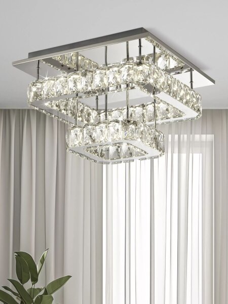 LED Deckenlampe 4000K Aluminium Glas Chrom H:22,5 cm