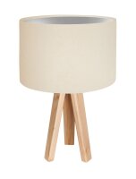 Lampe de table R&eacute;tro Lampe en bois Cr&egrave;me...