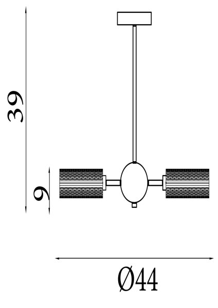 Deckenlampe Metall Schwarz G9 B:48,8 cm Zylinder 3-flmg