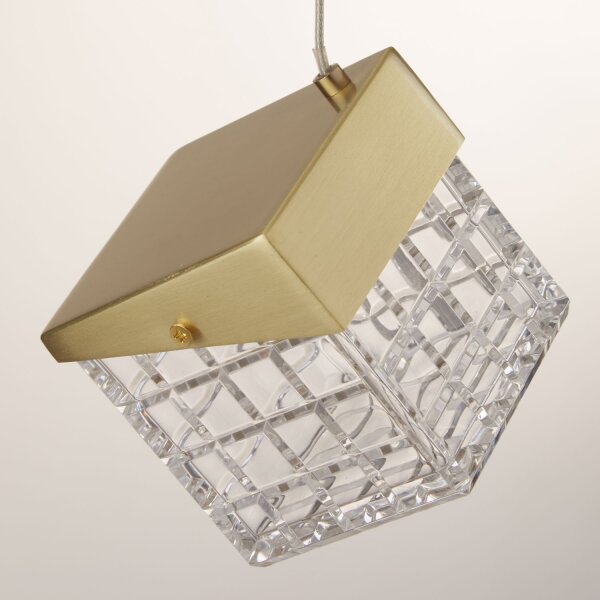 LED Hängelampe 3000K Metall Messing L:13 cm Würfel