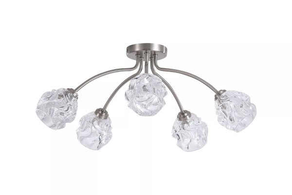 Deckenlampe Metall Klarglas Nickel G9 Ø60 cm 5-flammig