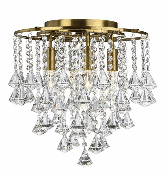 Deckenlampe Kristallglas Messing Antik E14 H:40 cm