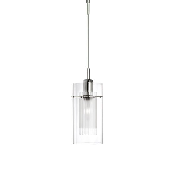 Hängelampe Glas Metall Silber E14 L:13 cm Zylinder klar