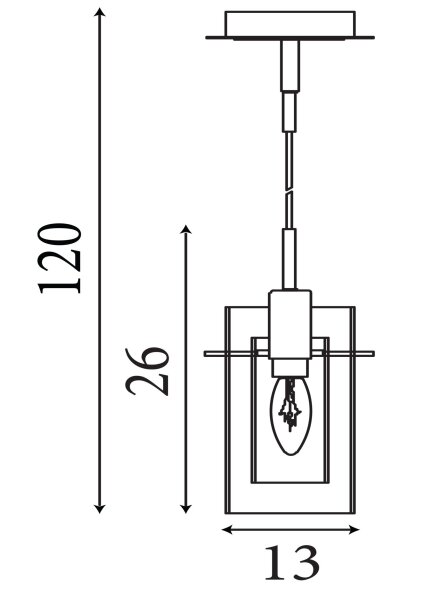 Hängelampe Glas Metall Silber E14 L:13 cm Zylinder klar