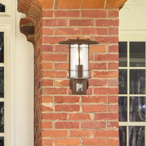 Außenwandlampe Bewegungsmelder Rostbraun IP44 Edelstahl