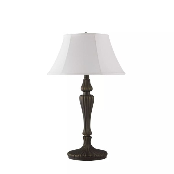 Tischleuchte Aluminium Leinen Bronze Antik E27 blendarm