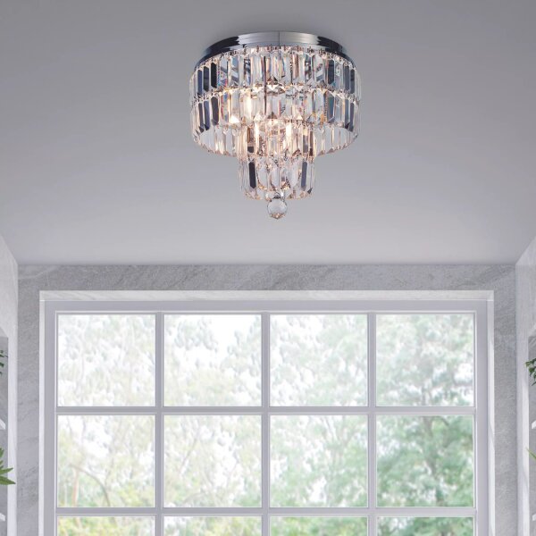 Deckenleuchte Glas Metall Chrom E14 IP44 Ø34 cm klar