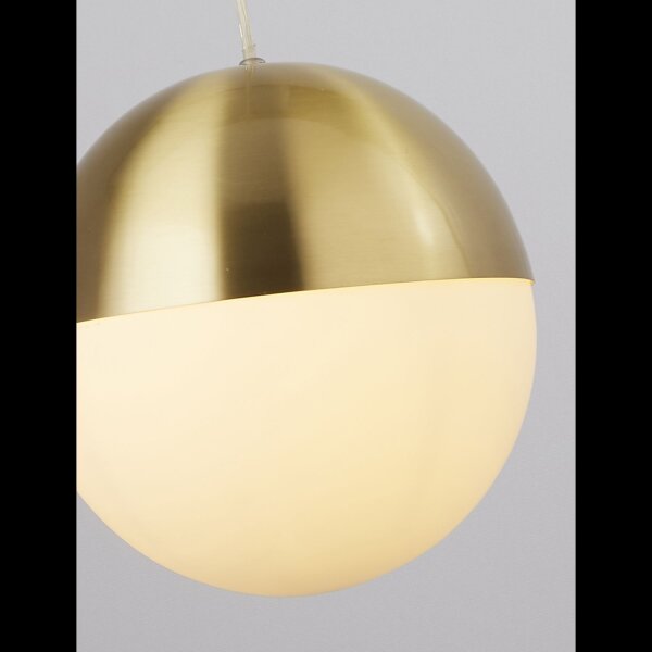 Hängelampe Glas Metall Messing Opalweiß E27 Ø20 cm