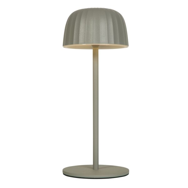 LED Tischleuchte Akku 3000K Metall Grau IP54 H:27 cm