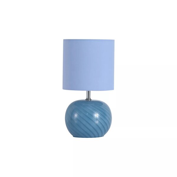 Tischleuchte Glas Stoff Blau E27 H:30,5 cm Modern